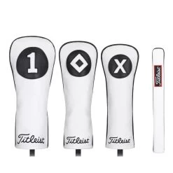 Titleist White & Black Leather Headcovers TA20TASCWB
